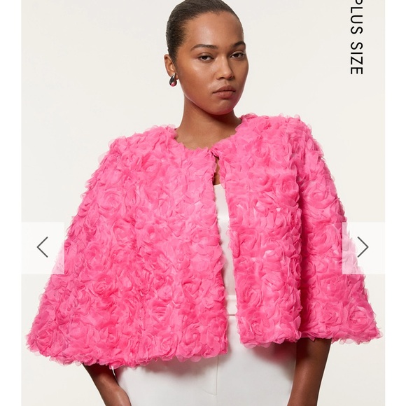 Karen Millen Jackets & Blazers - NWT. Karen Millen  Plus Size Textured Rosette Woven Cropped Cape size 18